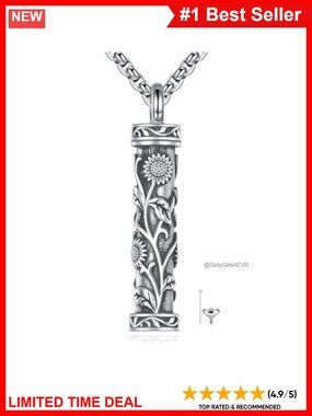 Sterling Silver Sunflower Urn Necklace Infinity Pendant Memorial Jewelry